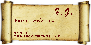 Henger György névjegykártya